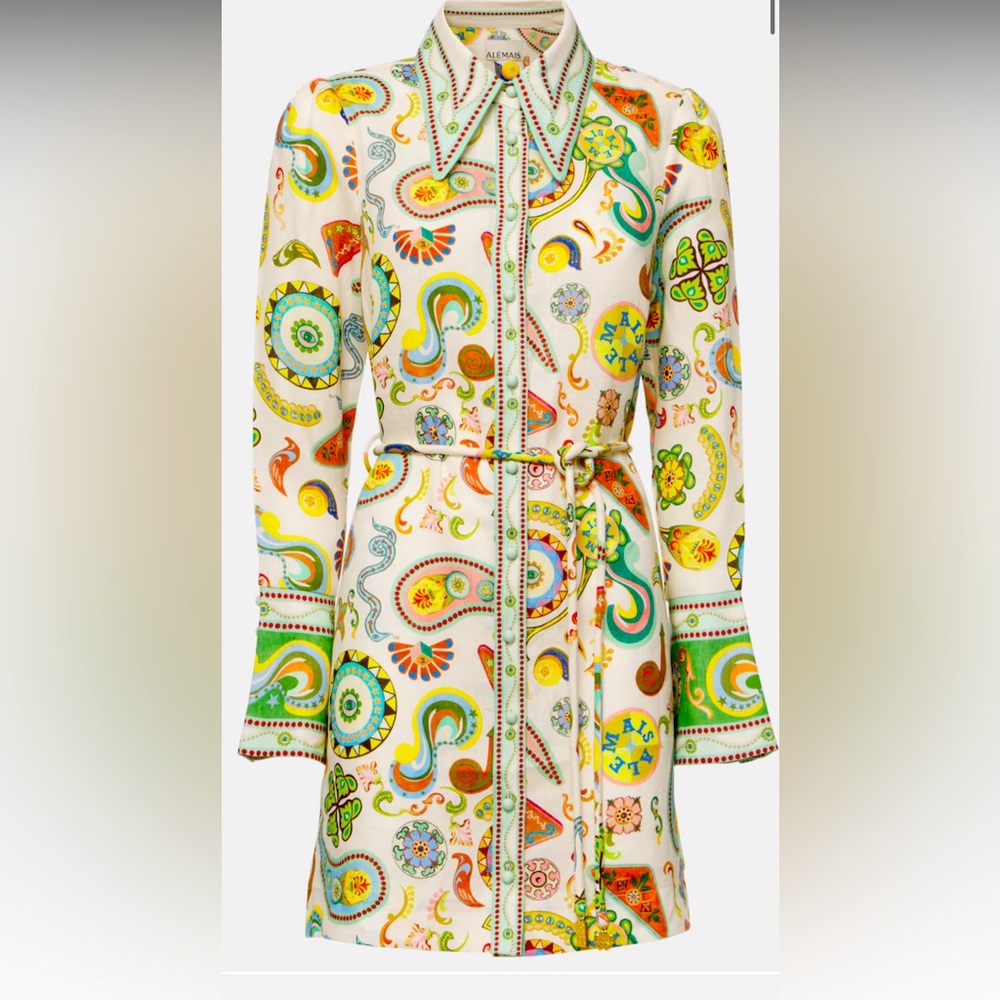 Alemais Arcade Paisley Linen Mini Dress NWOT US Size 6 AU 10